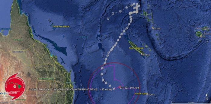 03UTC: cyclone OMA(15P): Final Warning, estimated peak intensity reached was 75knots (CAT1 US)