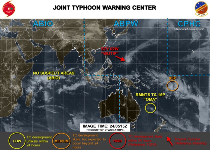 06UTC: South Pacific: Invest 95P: medium chances of development in 24H, and remnants of OMA(15P): subtropical system