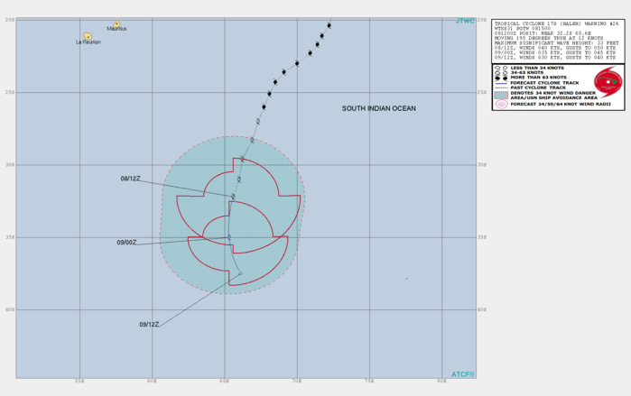 15UTC: TC HALEH(17S) undergoing slow extratropical transition