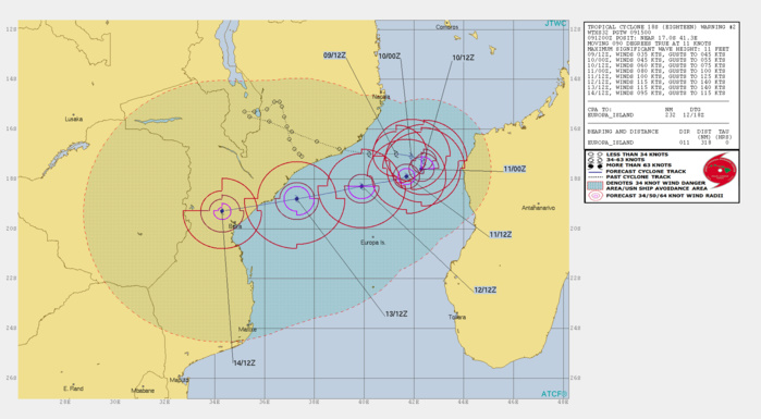 15UTC: TC 18S forecast to be a powerful category 4 US  in 3 days, possible direct threat to Beira/Mozambique