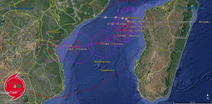 09UTC: TC IDAI(18S) intensifying rapidly west of Madagascar and could pose a major threat to Beira/Mozambique in 4 days