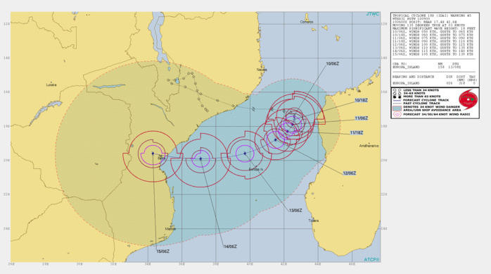 09UTC: TC IDAI(18S) intensifying rapidly west of Madagascar and could pose a major threat to Beira/Mozambique in 4 days