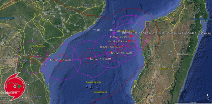 15UTC:  IDAI(18S) is intensifying west of Madagascar, could be a powerful category 4 US in 3 days and approach Beira/Mozambique