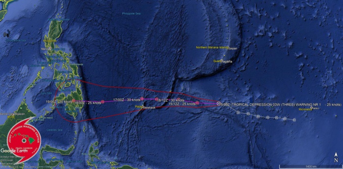 03UTC: tropical depression 03W has formed, not expected to intensify much, heading for the southern Philippines