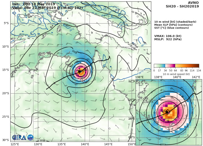 09UTC: TC TREVOR(20P) intensifying rapidly over the Coral Sea, landfall expected shortly after 24hours close to Lockhart/Queensland