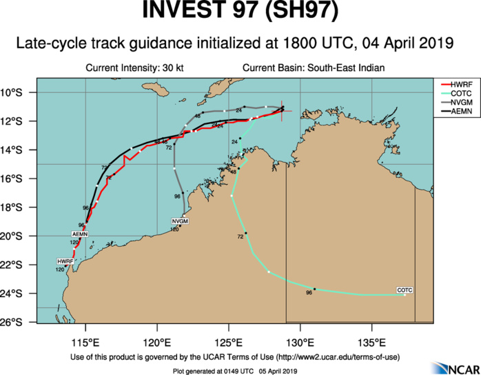 03UTC: TC 23S has formed, forecast to gradually intensify to a category 1 US in 72hours