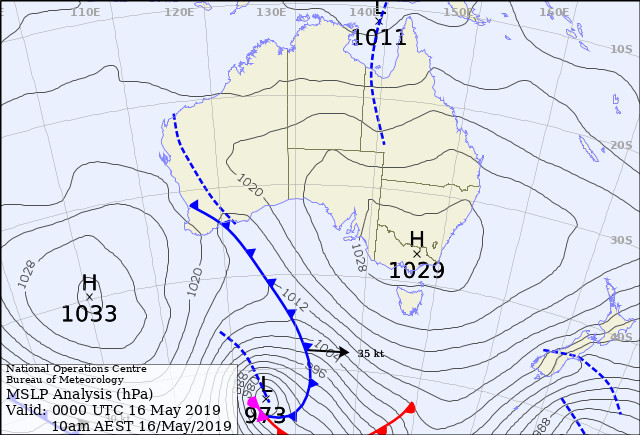 Frontal system, extratropical cyclone, 973hpa. BOM