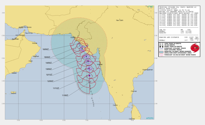 Arabian Sea: rapidly intensifying cyclone VAYU(02A) could reach category 2 US within 36hours