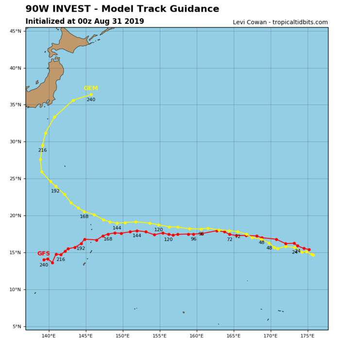 INVEST 90W: TRACK AND INTENSITY GUIDANCE