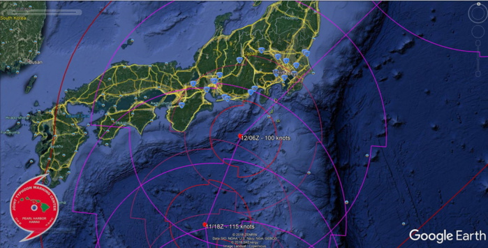 STY Hagibis could be close to the Tokyo area shortly after 48h still as a powerful cyclone