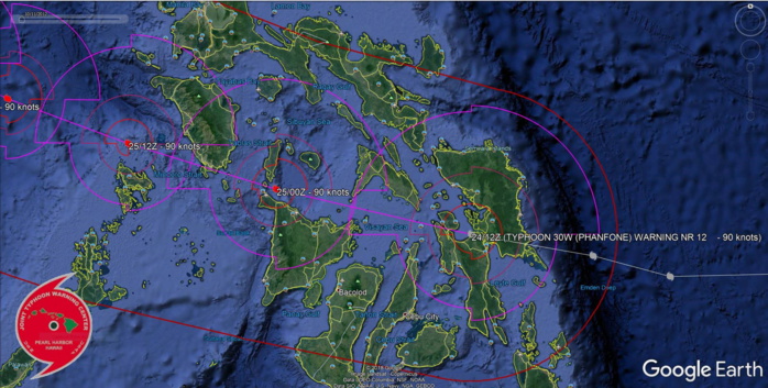 Cat 2 Typhoon Phanfone tracking across the Visayan Sea