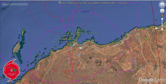 TC 14S(DAMIEN) CAT 2 US, making landfall near Karratha within the next hours