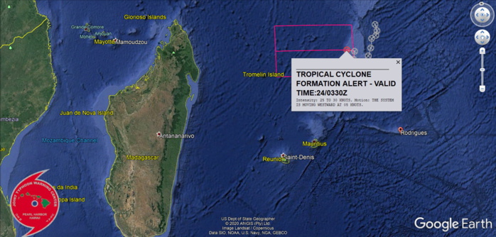 HIGH CHANCE OF SUSTAINED WINDS REACHING 35KNOTS NEAR THE CENTER WITHIN 24HOURS. US NAVY