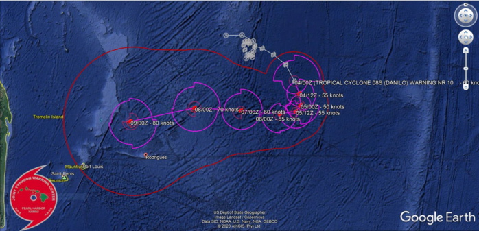 WARNING 10: THERE IS NOW MODERATE UNCERTAINTY WITH IMPROVED AGREEMENT  IN THE MODEL TRACKERS AND A NEAR-COMPLETE FUJIWHARA INTERACTION WITH  THE REMNANTS OF INVEST 93S, LENDING MODERATE CONFIDENCE TO THE JTWC  TRACK AND INTENSITY FORECAST.