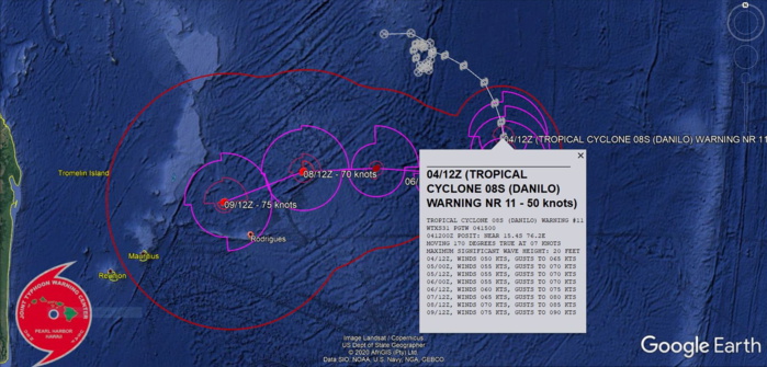 OVER THE NEXT 24 HOURS, TC 08S IS  FORECAST TO CONTINUE TRACKING SLOWLY SOUTHWARD THROUGH A WEAK   STEERING ENVIRONMENT.BY 36H THE SUBTROPICAL RIDGE WILL  STRENGTHEN SUFFICIENTLY TO PUSH THE SYSTEM TO A WESTWARD TRACK THROUGH 96H. IN THE  EXTENDED FORECAST, A DEVELOPMENT OF A DEEP MID-LATITUDE TROUGH EAST  OF MADAGASCAR WILL RESULT IN A SLIGHT TURN POLEWARD BY 120H.