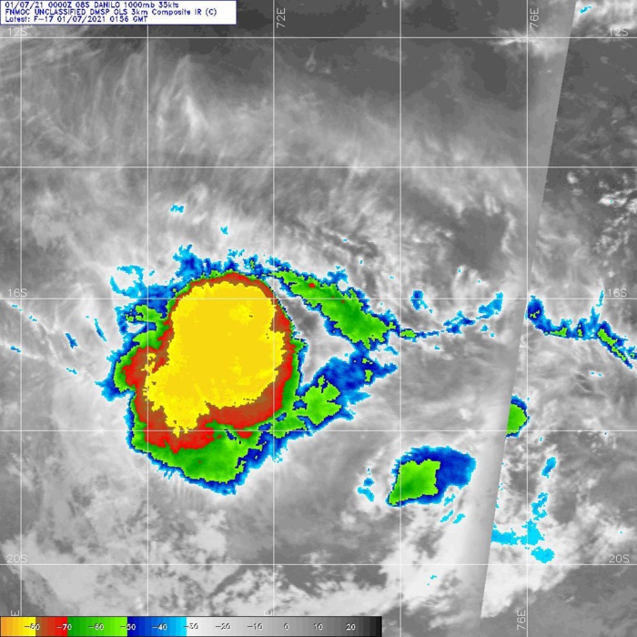 07/0156UTC. DMSP. FLARING CONVECTION NEAR THE LOW LEVEL CIRCULATION CENTER.