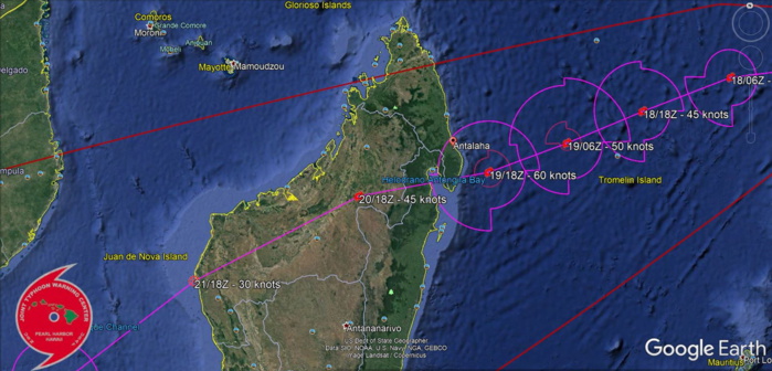 12S(ELOISE). WARNING 2 ISSUED AT 17/21UTC. NEXT WARNING WILL BE ISSUED AT 18/09UTC. INTENSIFYING SYSTEM WITH FORECAST LANDFALL SOUTH OF ANTALAHA/MADAGASCAR SHORTLY AFTER 19/18UTC.