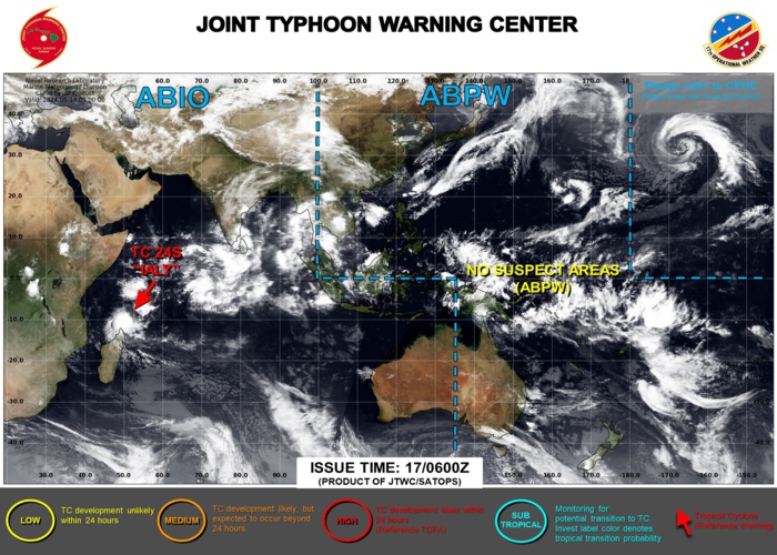 JTWC IS ISSUING 12HOURLY WARNINGS AND 3HOURLY SATELLITE BULLETINS ON TC 24S(IALY)