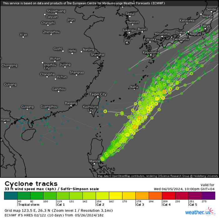 Typhoon 01W(EWINIAR) +45knots last 24h to peak at CAT 3 US within 24h//TC 01B(REMAL) landfall//10 Day ECWMF Storm Tracks//2706utc