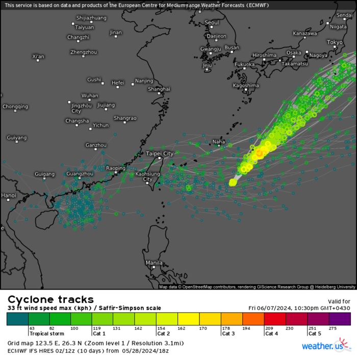 Typhoon 01W(EWINIAR) peaked at 95 Knots/CAT 2 US// ECMWF 10 Day Storm Tracks// 3 Week TC Formation Probability//2909utc
