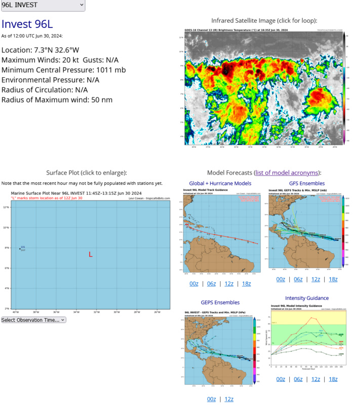 CAT 3 Hurricane 02L(BERYL) intensifying next 24h//INVEST 94L// INVEST 96L// ECMWF 10 Day Strom Tracks//3015utc