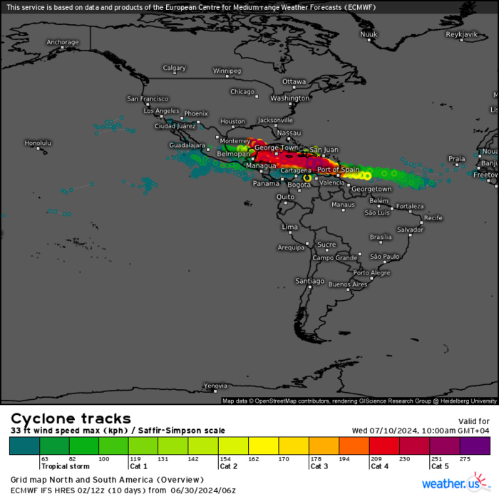 CAT 3 Hurricane 02L(BERYL) intensifying next 24h//INVEST 94L// INVEST 96L// ECMWF 10 Day Strom Tracks//3015utc