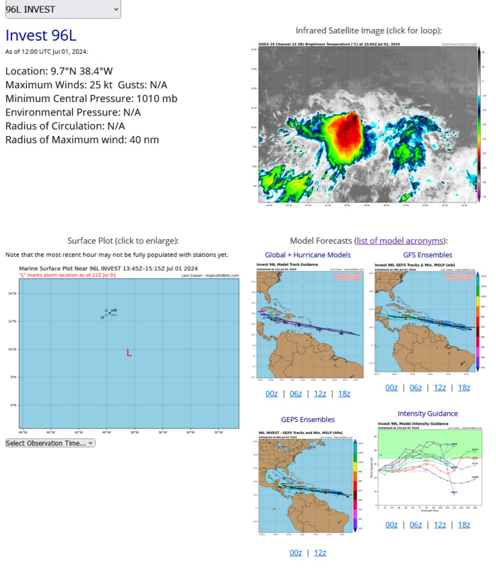 Hurricane 02L(BERYL) unprecedented CAT 4 so early in the season//03L(CHRIS) remnants//INVEST 96L//10 Day ECMWF Storm Tracks//0115utc