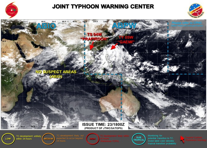 JTWC IS ISSUING 6HOURLY WARNINGS AND 3HOURLY SATELLITE BULLETINS ON 05W AND 3HOURLY SATELLITE BULETINS ON THE REMNANTS OF 04W