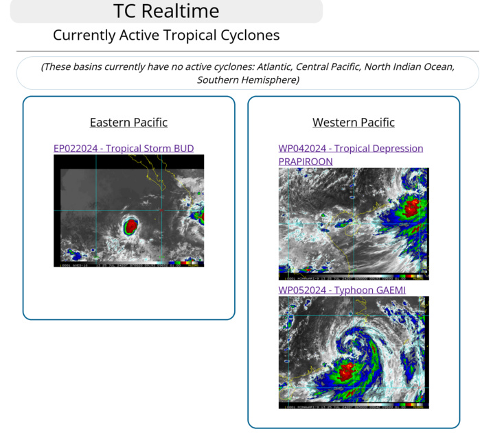 05W(GAEMI) making landfall over CHINA// INVEST 95W// 02E(BUD)// 3 Week TC Formation Probability//2509utc 