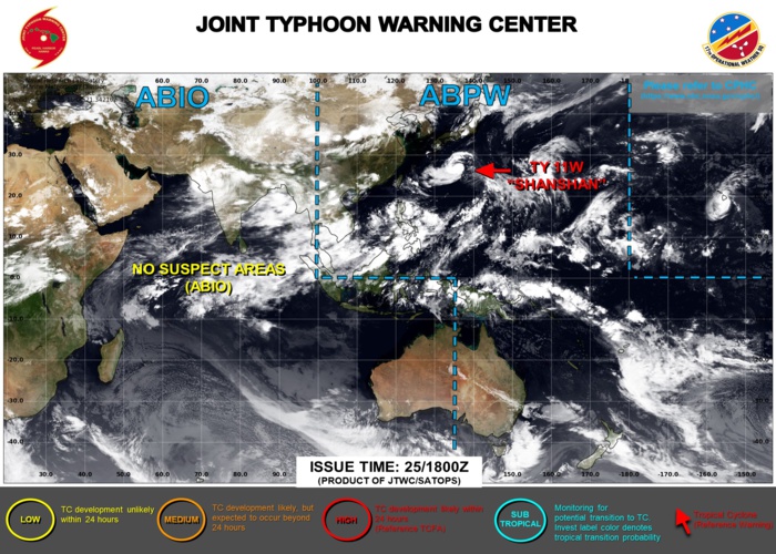 JTWC IS ISSUING 6HOURLY WARNINGS ON 11W, ON 01C AND ON 07E. 3HOURLY SATELLITE BULLETINS ARE ISSUED ON 11W AND 01C.