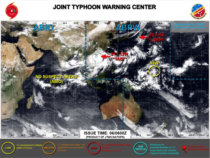 12W(YAGI) reached Super Typhoon Intensity again after an ERC//TS 13W(LEEPI)//INVEST 95W to develop next 72 hours//0609utc