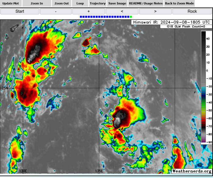 THE AREA OF CONVECTION (INVEST 94W) PREVIOUSLY LOCATED NEAR  23.3N 135.7E IS NOW LOCATED NEAR 24.4N 135.4E, APPROXIMATELY 431 NM  EAST-SOUTHEAST OF KADENA. THE SYSTEM IS CURRENTLY CLASSIFIED AS A  MONSOON DEPRESSION-LIKE SYSTEM, GENERALLY CHARACTERIZED AS A LARGE  CYCLONIC CIRCULATION, WITH A RADIUS OF MAXIMUM WINDS GREATER THAN  100NM AND THE HIGHEST WINDS CONFINED TO THE PERIPHERY OF THE  CIRCULATION AND A WEAK CORE OF LIGHT WINDS. ANIMATED MULTISPECTRAL  IMAGERY SATELLITE (MSI) DEPICTS A BROAD, DISORGANIZED LOW LEVEL  CIRCULATION CENTER (LLCC) WITH LITTLE TO NO CONVECTION. GLOBAL MODELS  INDICATE THE SYSTEM IS EXPECTED TO TRACK NORTHWESTWARD OVER THE NEXT  48 HOURS WHERE IT WILL FIND FAVORABLE CONDITIONS FOR DEVELOPMENT,  INCLUDING LOW TO MODERATE VERTICAL WITH SHEAR OF 15-20 KNOTS, GOOD  POLEWARD OUTFLOW, AND WARM SEA SURFACE TEMPERATURES OF 30-31 DEGREES  C. IT IS EXPECTED TO REMAIN VERY BROAD AND UNDERGO ONLY LIMITED  CONSOLIDATION. IN THE EXTENDED RANGE, GLOBAL MODELS SUGGEST THE SYSTEM  WILL TURN WEST TOWARDS THE RYUKYU ISLANDS AND DEVELOP SOME ENHANCED  WINDS ALONG THE NORTHWESTERN PERIPHERY OF THE BROAD LLCC. FOR HAZARDS  AND WARNINGS, REFERENCE THE FLEET WEATHER CENTER SAN DIEGO HIGH WINDS  AND SEAS PRODUCT OR REFER TO LOCAL WMO DESIGNATED FORECAST AUTHORITY.  MAXIMUM SUSTAINED SURFACE WINDS ARE ESTIMATED AT 13 TO 18 KNOTS.  MINIMUM SEA LEVEL PRESSURE IS ESTIMATED TO BE NEAR 1006 MB. THE  POTENTIAL FOR THE DEVELOPMENT OF A SIGNIFICANT TROPICAL CYCLONE WITHIN  THE NEXT 24 HOURS REMAINS LOW.