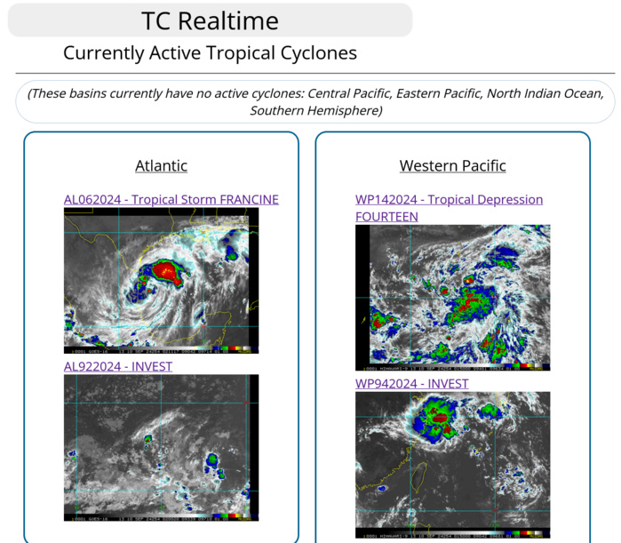 TD 14W to intensify significantly next 5 days// INVEST 94W// TS 06L(FRANCINE) intensifying// 1003utc