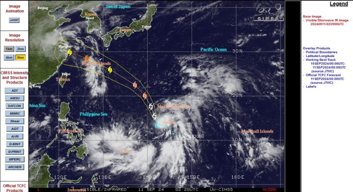 SATELLITE ANALYSIS, INITIAL POSITION AND INTENSITY DISCUSSION: ANIMATED MULTISPECTRAL SATELLITE IMAGERY (MSI) DEPICTS TROPICAL DEPRESSION (TD) 14W AS REMAINING STEADY IN SLOW INTENSIFICATION, WITH PERSISTENT CONVECTION LOCATED JUST TO THE SOUTHEAST OF THE LOW-LEVEL CIRCULATION CENTER (LLCC). MODERATE VERTICAL WIND SHEAR (VWS) OF 20 KTS HAS BECOME EVIDENT AS TD 14W HAS STRUGGLED TO CONSOLIDATE OVER THE LAST FEW HOURS WITH A SLIGHTLY TILTED VERTICAL STRUCTURE TO THE SOUTHEAST. PARTIALLY EXPOSED LOW-LEVEL CONVECTIVE BANDING CONTINUES TO NEATLY WRAP AROUND THE WESTERN PERIPHERY OF THE SYSTEM, WHILE MUCH OF THE EASTERN FLANK REMAINS OBSCURED BY SCATTERED CONVECTIVE CELLS AND CIRRUS BLOWOFF. DESPITE THE WEAK RADIAL AND POLEWARD OUTFLOW, TD 14W HAS STRUGGLED TO INTENSIFY AS EXPECTED OVER THE LAST FEW HOURS. THE INITIAL POSITION IS PLACED WITH HIGH CONFIDENCE BASED ON A 110016Z ASCAT-B PASS SHOWING SWATHS OF 30 KTS WITHIN THE NORTHEASTERN QUADRANT. THE INITIAL INTENSITY IS ASSESSED WITH HIGH CONFIDENCE BASED ON THE AFOREMENTIONED ASCAT-B PASS AND AGENCY INTENSITY ESTIMATES LISTED BELOW.