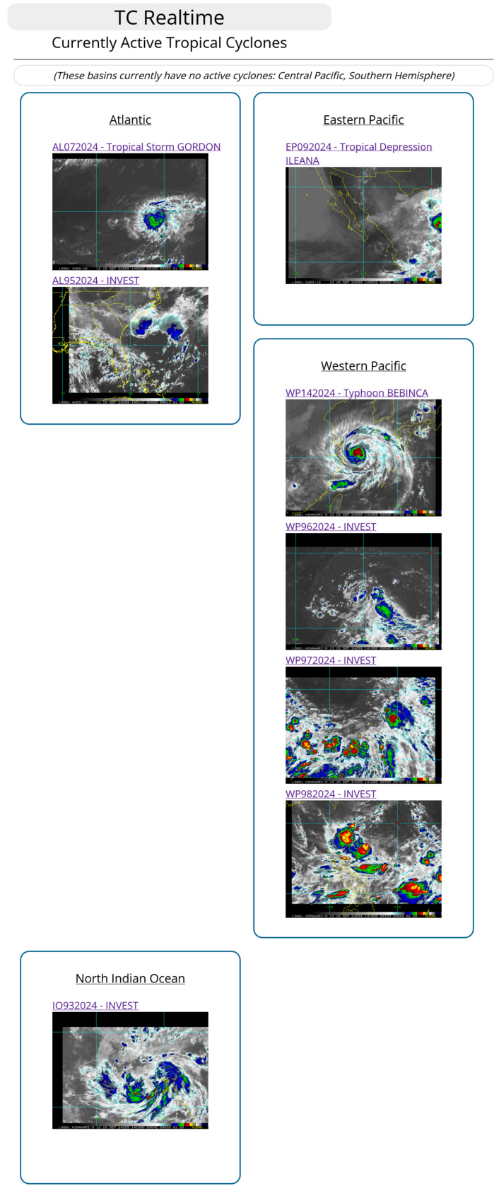 Typhoon 14W(BEBINCA) making landfall near SHANGHAI//INVEST 97W//INVEST 98W//TD 09E(ILEANA)// 1515utc