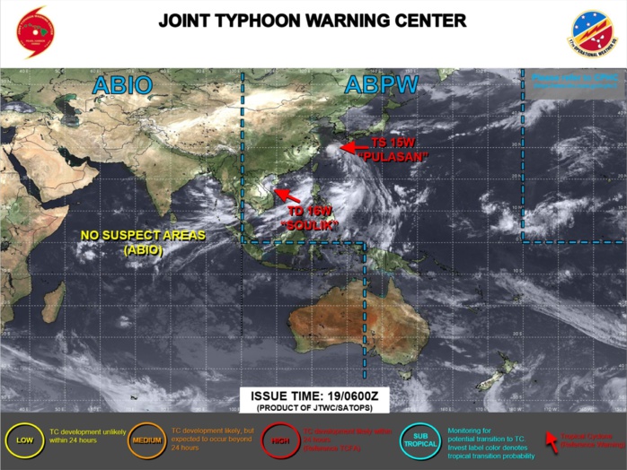 JTWC IS ISSUING 6HOURLY WARNINGS AND 3HOURLY SATELLITE BULLETINS ON 15W AND ON 16W.