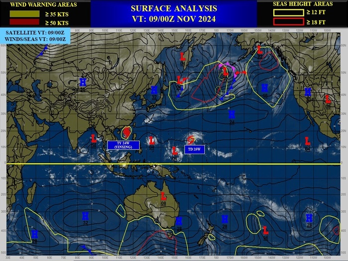 Typhoon 24W(YINSING) 2nd intensity peak//25W(MAN-YI)//26W(TORAJI) approaching the PHILIPPINES///INVEST 94W//18L(RAFAEL)//0909utc