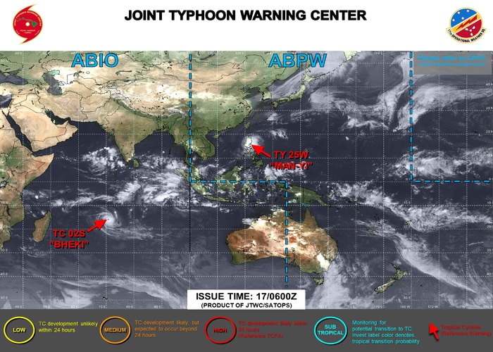 JTWC IS ISSUING 6HOURLY WARNINGS AND 3HOURLY SATELLITE BULLETINS ON 25W. 12HOURLY WARNINGS AND 3HOURLY SATELLITE BULLETINS ARE ISSUED ON 02S.