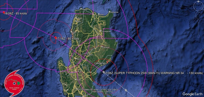 Super Typhoon 25W(MAN-YI) landfall South of CASIGURAN/LUZON//TC 02S(BHEKI) Strong CAT 3 US  above forecast//1709utc 