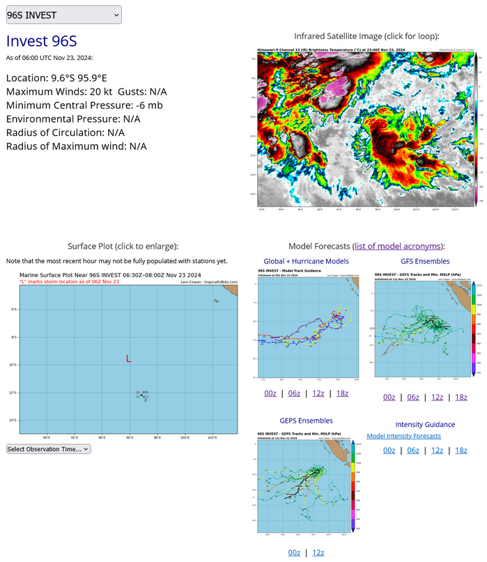 INVEST 99B// REMNANTS OF TC 02S(BHEKI)// INVEST 96S// 2306utc updates