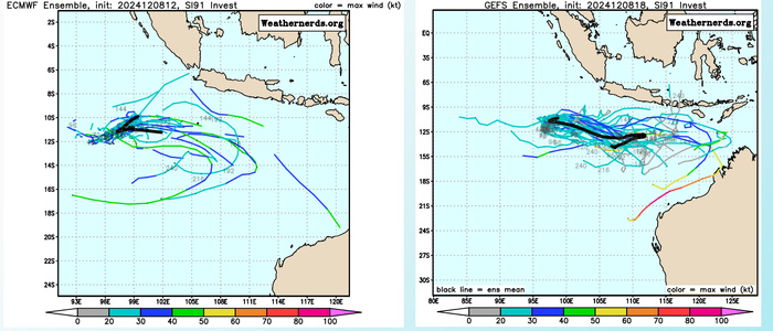 GLOBAL DETERMINISTIC  GUIDANCE NOW SUGGESTS THE CIRCULATION IS UNLIKELY TO DEVELOP INTO A  TROPICAL CYCLONE WITHIN THE NEXT 24 TO 48 HOURS, AND ENSEMBLE GUIDANCE  CONTINUES TO SHOW A DOWNWARD TREND IN THE PROBABILITIES FOR  DEVELOPMENT.