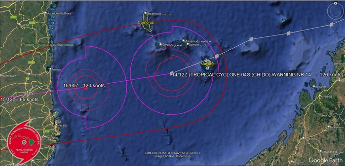 Very destructive CAT 4 04S(CHIDO) hit MAYOTTE hard now bearing down on MOZAMBIQUE// 1415utc