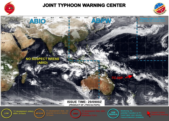 JTWC IS ISSUING 6HOURLY WARNINGS AND 3HOURLY SATELLITE BULLETINS ON 06P. 3HOURLY SATELLITE BULLETINS ARE ISSUED ON 05S AND 90S.