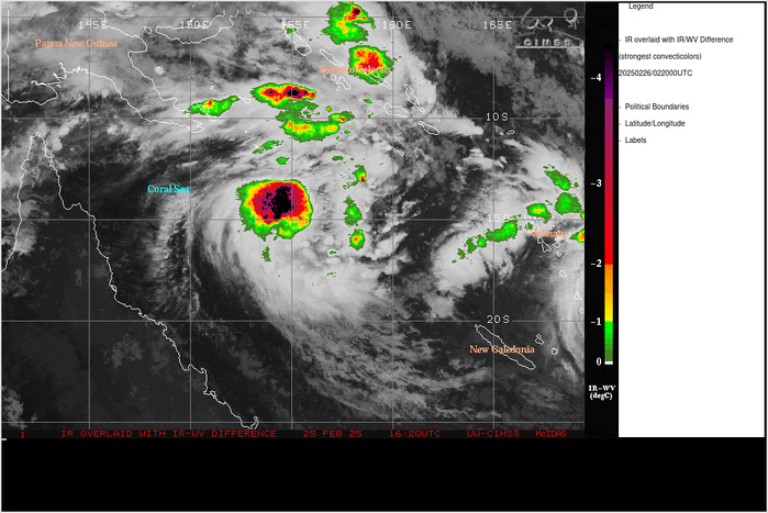 SATELLITE ANALYSIS, INITIAL POSITION AND INTENSITY DISCUSSION: ANIMATED ENHANCED INFRARED (EIR) SATELLITE IMAGERY DEPICTS A BROAD ROTATION SITUATED IN THE MOZAMBIQUE CHANNEL, WITH DEEP FLARING CONVECTION POSITIONED IN AN ARC ACROSS THE NORTHERN SEMICIRLCE OF THE CIRCULATION. A 251113Z GMI 37GHZ MICROWAVE IMAGE SHOWED FRAGMENTED, FORMATIVE BANDING FEATURES WRAPPING INTO A WEAK LOW LEVEL CIRCULATION CENTER (LLCC). THE PRIMARY BANDING FEATURES WERE LOCATED APPROXIMATELY 65-110NM AWAY FROM THE CENTER, CONFIRMED THE BROAD NATURE OF THE OVERALL CIRCULATION. THE INITIAL POSITION WAS ASSESSED WITH HIGH CONFIDENCE BASED ON THE MICROWAVE IMAGE NOTED ABOVE. THE INITIAL INTENSITY IS ASSESSED WITH MEDIUM CONFIDENCE, ON THE HIGHER END OF THE AVAILABLE AGENCY DVORAK CURRENT INTENSITY ESTIMATES. THE ENVIRONMENT IS FAVORABLE FOR FURTHER DEVELOPMENT, WITH WARM SSTS AND HIGH OHC, GOOD POLEWARD AND EQUATORWARD OUTFLOW ALOFT AND LOW WIND SHEAR. THE ONLY HINDRANCE AT THE MOMENT IS THE LARGE SIZE OF THE SYSTEM, WHICH WILL TAKE SOME TIME TO CONSOLIDATE.