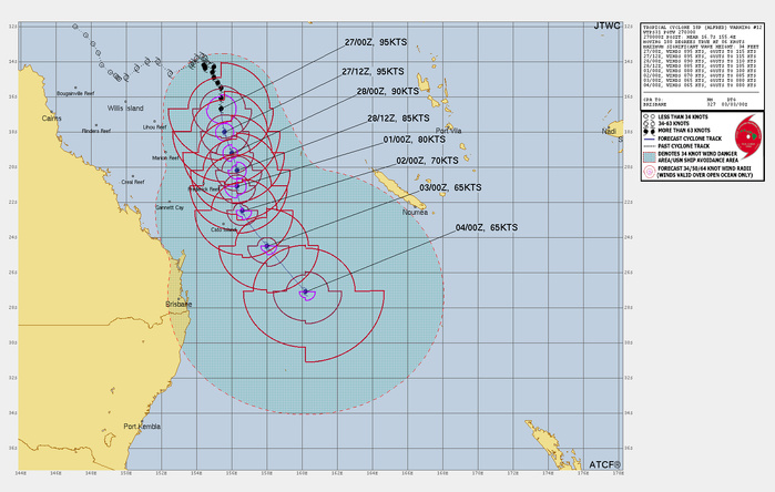 FORECAST DISCUSSION: TROPICAL CYCLONE (TC) 18P WILL CONTINUE TRACKING GENERALLY POLEWARD THROUGH THE ENTIRETY OF THE FORECAST PERIOD UNDER THE ONGOING STEERING INFLUENCE OF THE STR TO THE EAST. A SLIGHT WESTWARD JOG IS POSSIBLE AFTER TAU 36 AS A SUBTROPICAL RIDGE BUILDS TO THE SOUTHWEST AND NUDGES THE SYSTEM, BUT THE INFLUENCE OF THIS RIDGING WILL LIKELY BE MUTED. WHILE THE CURRENT FORECAST CALLS FOR A GENERALLY STEADY INTENSITY TREND OVER THE NEXT 12 TO 24 HOURS, ADDITIONAL INTENSIFICATION IS POSSIBLE AS VERTICAL WIND SHEAR REMAINS LOW AND POLEWARD OUTFLOW ROBUST. HOWEVER, VERTICAL WIND SHEAR IS EXPECTED TO INCREASE AS UPPER-LEVEL FLOW AROUND THE PERIPHERY OF THE SUBTROPICAL RIDGE TO THE EAST IMPACTS THE SYSTEM, EVENTUALLY RESULTING IN A SLOW WEAKENING TREND. BY TAU 120, THE SYSTEM IS EXPECTED TO PASS OVER COOLER WATER (BELOW 26C), BUT THE INTENSITY WILL HOLD STEADY OR DROP VERY SLOWLY AT THAT POINT DUE TO AN INJECTION OF BAROCLINIC SUPPORT. BEYOND THE FORECAST PERIOD, SUBTROPICAL TRANSITION APPEARS LIKELY.