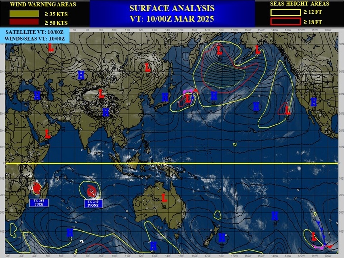 TC 25S(JUDE) CAT 1 US landfall over MOZAMBIQUE// TC 24S(IVONE) peaking// 1000utc