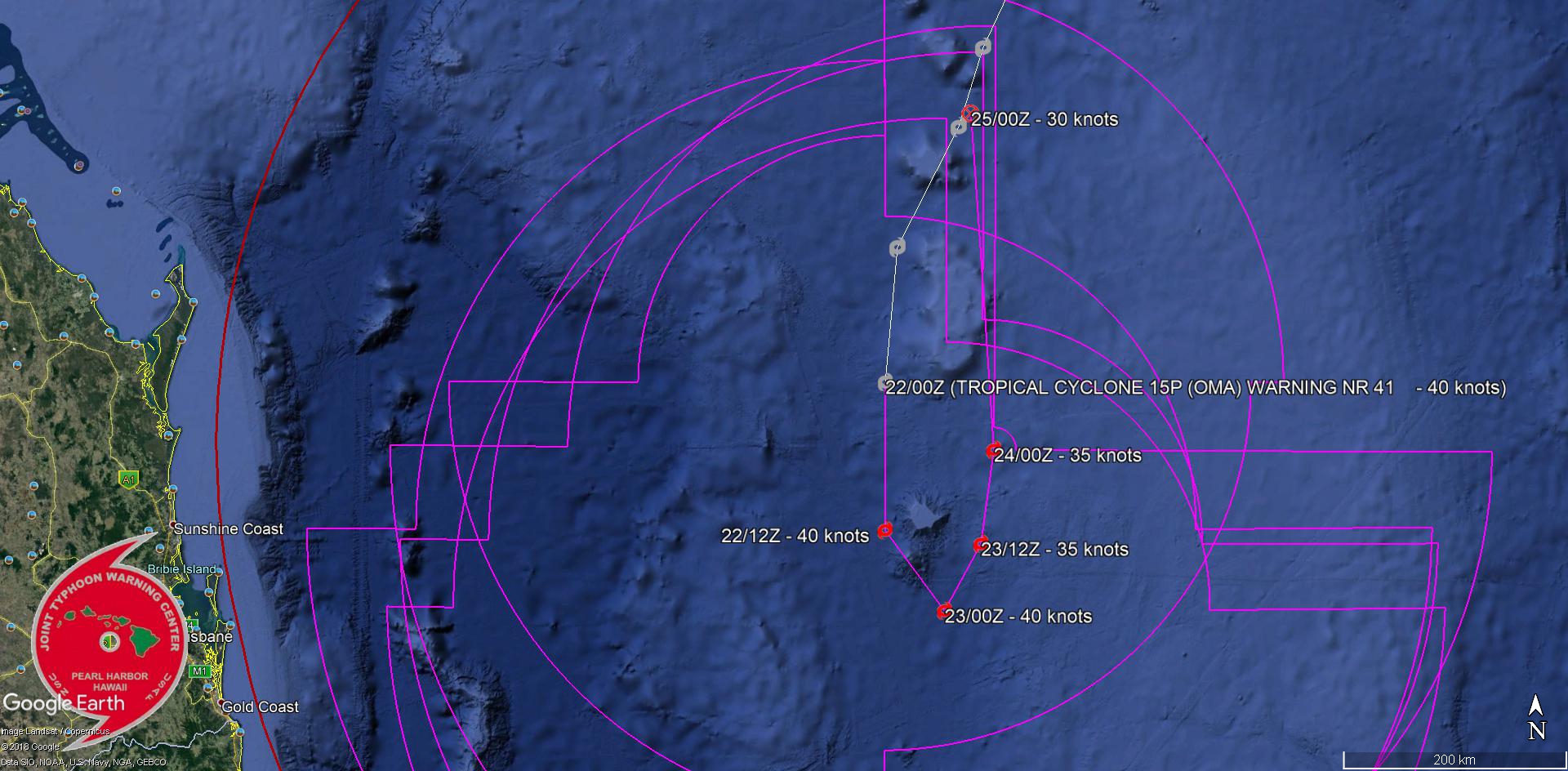 03UTC: cyclone OMA(15P): forecast to dissipate(below 35knots) in 2 days