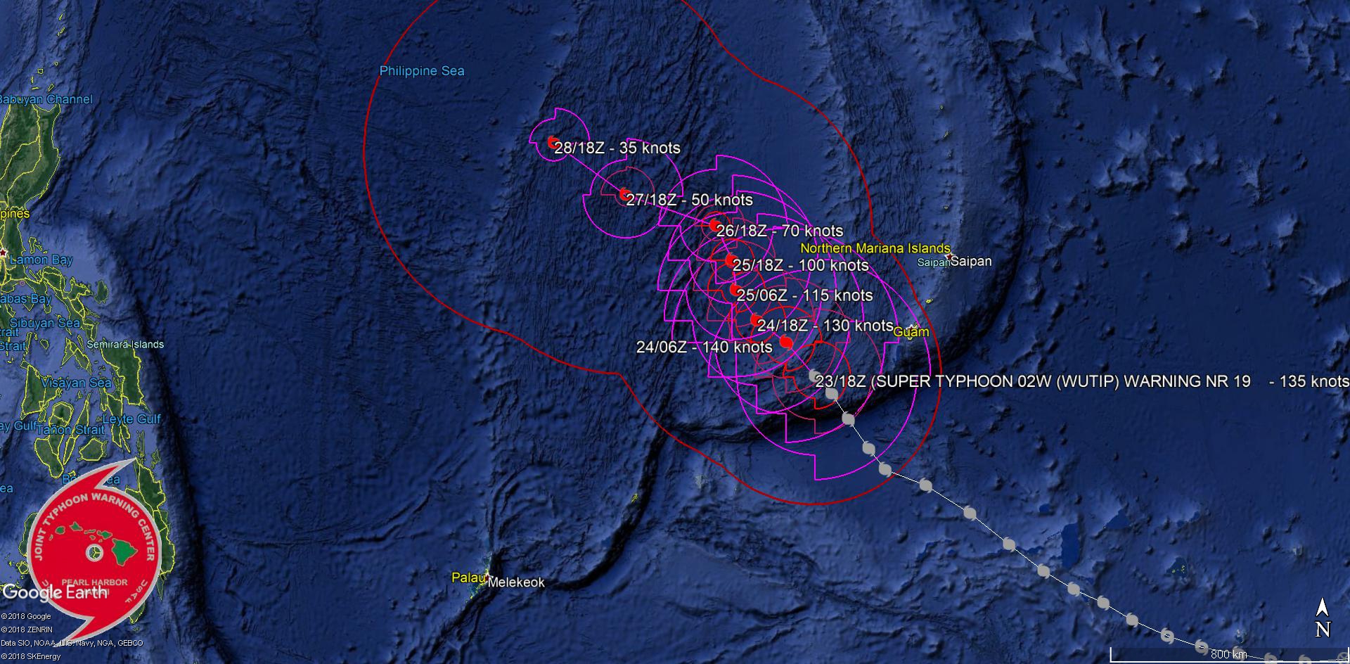 21UTC: Super Typhoon WUTIP(02W) thankfully sparing Guam