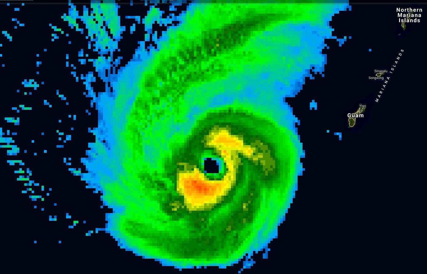 21UTC: Super Typhoon WUTIP(02W) thankfully sparing Guam