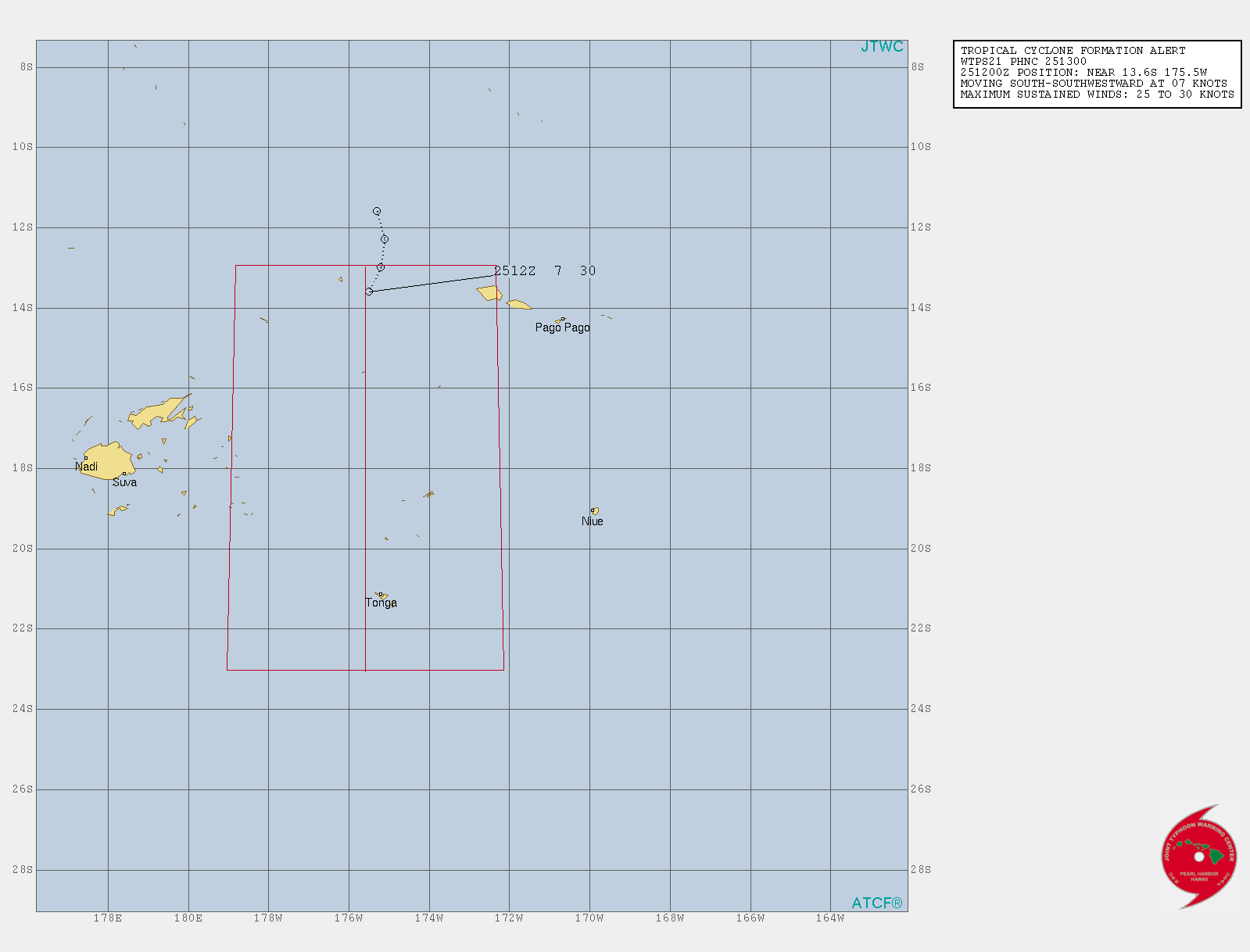 1330UTC: South Pacific: INVEST 95P: development likely within the next 24hours